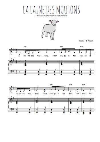 Téléchargez l'arrangement de la partition de la-laine-des-moutons en PDF pour Chant et piano