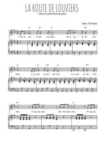 Téléchargez l'arrangement de la partition de sur-la-route-de-louviers en PDF pour Chant et piano