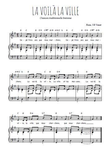 Téléchargez l'arrangement de la partition de Traditionnel-La-voila-la-ville en PDF pour Chant et piano