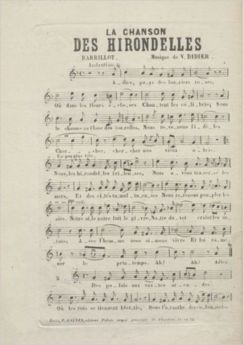 La chanson des hirondelles Partition gratuite