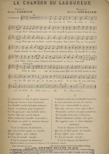 La chanson du laboureur Partition gratuite