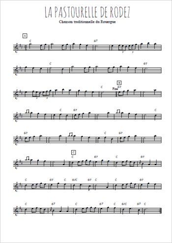 Téléchargez l'arrangement de la partition en Sib de la musique La pastourelle de Rodez en PDF