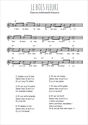 Le bois fleuri Partition gratuite