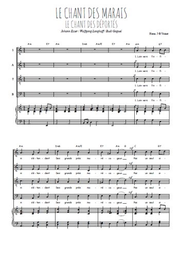 Téléchargez l'arrangement de la partition de Le chant des marais en PDF pour 4 voix mixtes et piano