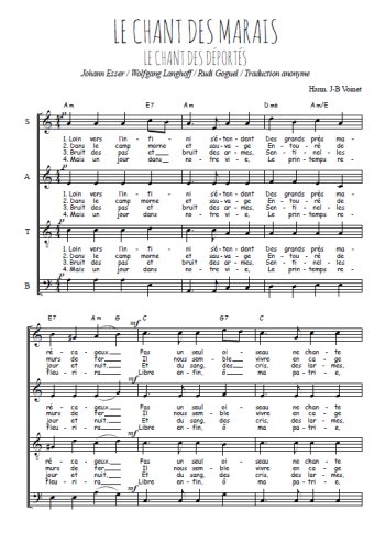 Téléchargez l'arrangement de la partition de Le chant des marais en PDF à quatre voix SATB