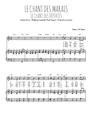 Téléchargez l'arrangement de la partition de chant-des-marais-chant-des-deportes en PDF pour Chant et piano