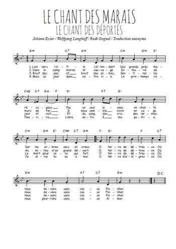 Le chant des marais Partition gratuite