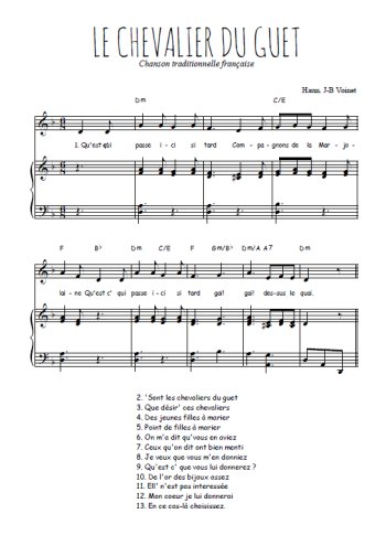 Téléchargez l'arrangement de la partition de Traditionnel-Le-chevalier-du-guet en PDF pour Chant et piano