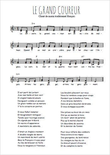 Téléchargez l'arrangement de la partition de Le grand coureur en PDF à deux voix