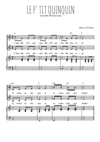 Téléchargez l'arrangement de la partition de Le p'tit Quinquin en PDF pour deux voix égales et piano