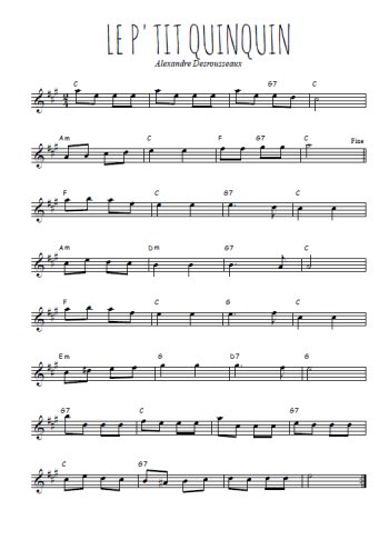 Téléchargez l'arrangement de la partition pour sax en Mib de la musique Le p'tit Quinquin en PDF