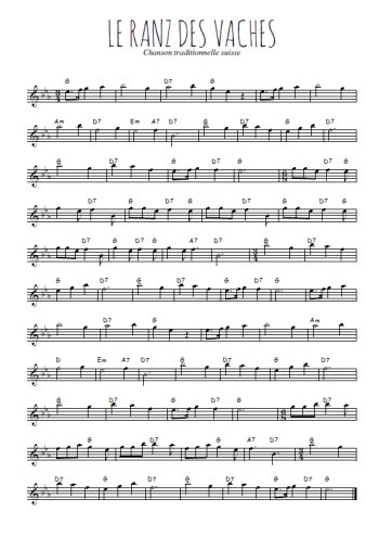 Téléchargez l'arrangement de la partition pour sax en Mib de la musique Le ranz des vaches en PDF
