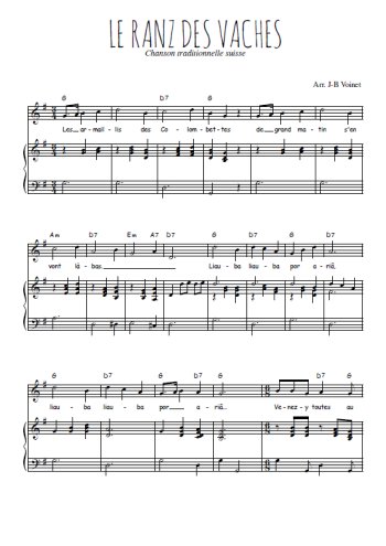 Téléchargez l'arrangement de la partition de suisse-le-ranz-des-vaches en PDF pour Chant et piano