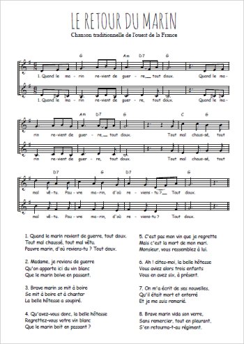 Téléchargez l'arrangement de la partition de Le retour du marin en PDF à deux voix