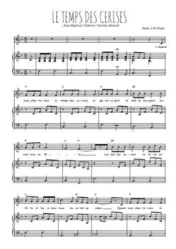 Téléchargez l'arrangement de la partition de le-temps-des-cerises en PDF pour Chant et piano