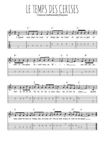 Téléchargez la tablature de la musique le-temps-des-cerises en PDF