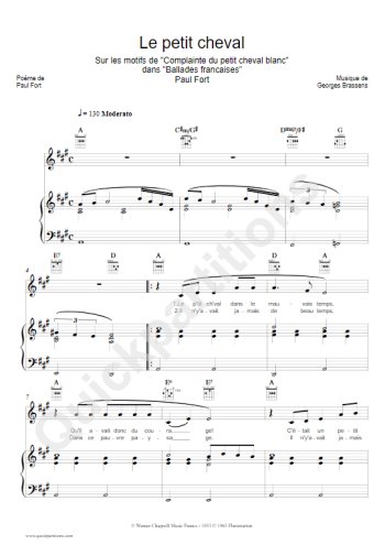 petit cheval Partition Brassens