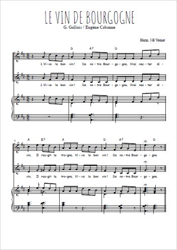 Téléchargez l'arrangement de la partition de Le vin de Bourgogne en PDF pour deux voix égales et piano