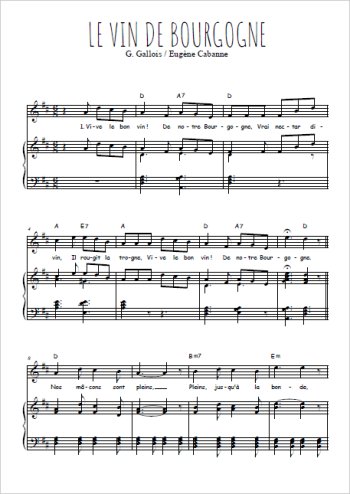 Téléchargez l'arrangement de la partition de le-vin-de-bourgogne en PDF pour Chant et piano