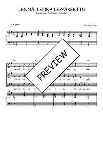 Téléchargez l'arrangement de la partition de Lennä, lennä leppäkerttu en PDF pour trois voix mixtes et piano