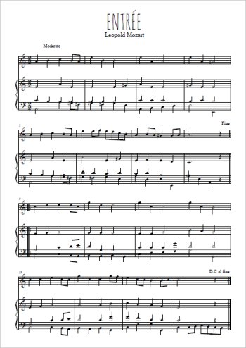 Téléchargez l'arrangement de la partition de leopold-mozart-entree en PDF pour Chant et piano