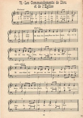 Les commandements de Dieu et de l'église Partition gratuite