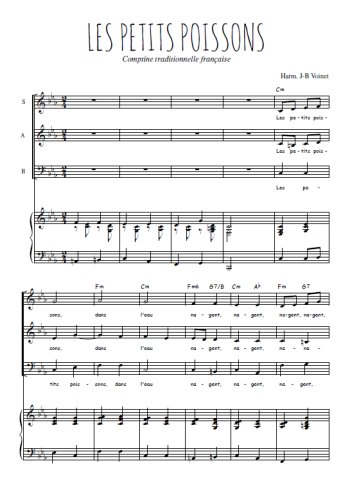 Téléchargez l'arrangement de la partition de Les petits poissons en PDF pour trois voix mixtes et piano