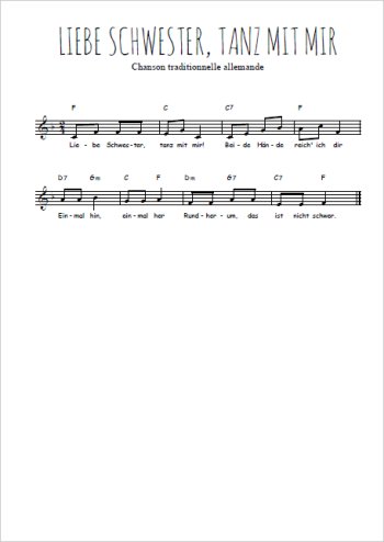 Liebe Schwester, tanz mit mir Partition gratuite