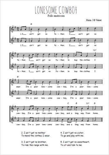 Téléchargez l'arrangement de la partition de Lonesome cowboy en PDF à deux voix