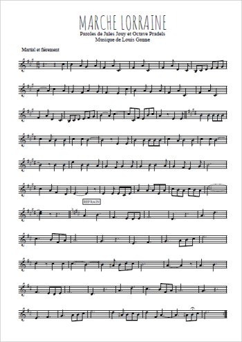 Téléchargez la partition de la musique Marche Lorraine en PDF, pour violon
