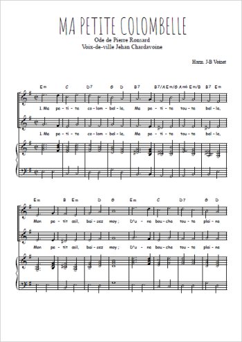Téléchargez l'arrangement de la partition de Ma petite Colombelle en PDF pour deux voix égales et piano