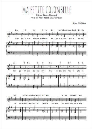 Téléchargez l'arrangement de la partition de ma-petite-colombelle en PDF pour Chant et piano