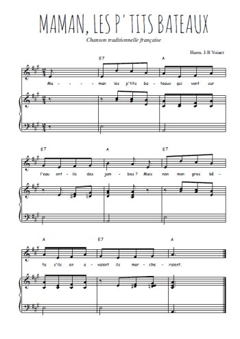 Téléchargez l'arrangement de la partition de comptine-maman-les-p-tits-bateaux en PDF pour Chant et piano