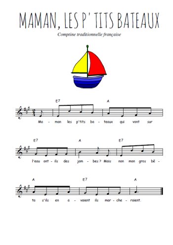 Maman les p'tits bateaux Partition gratuite