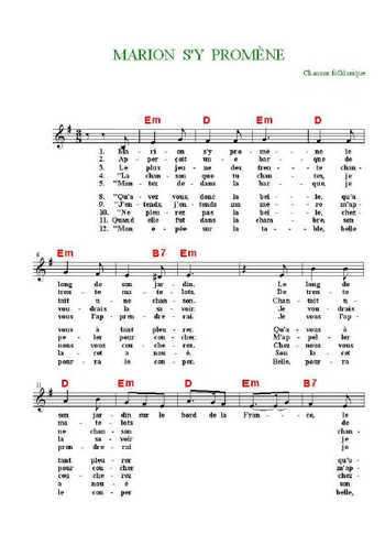 Marion s'y promène Partition gratuite
