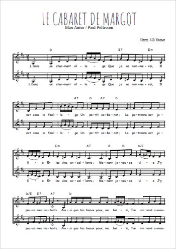 Téléchargez l'arrangement de la partition de Le cabaret de Margot en PDF à deux voix
