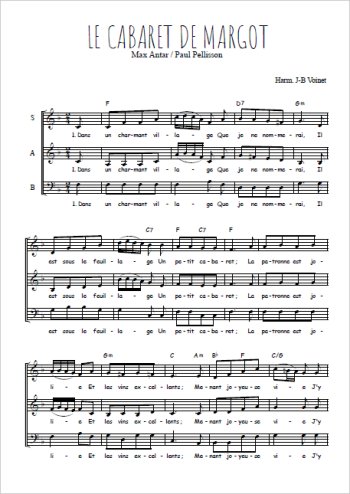 Téléchargez l'arrangement de la partition de Le cabaret de Margot en PDF à trois voix