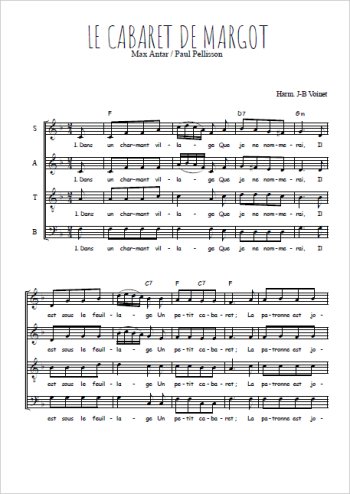 Téléchargez l'arrangement de la partition de Le cabaret de Margot en PDF à quatre voix SATB