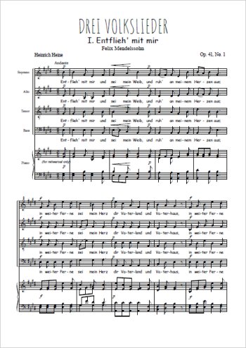 Drei Volkslieder op. 41 I. Entflieh mit mir