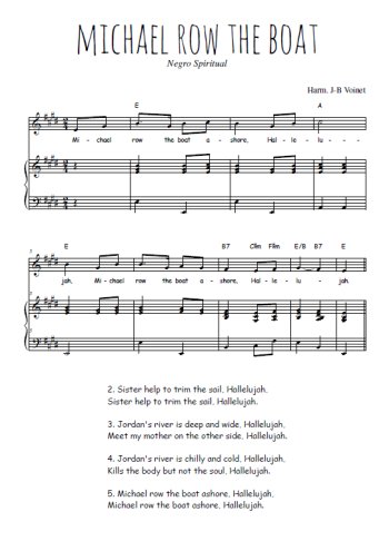 Téléchargez l'arrangement de la partition de spiritual-michael-row-the-boat en PDF pour Chant et piano
