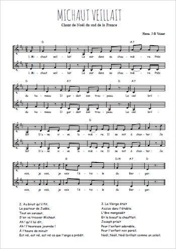 Michaut veillait Partition gratuite