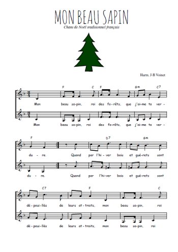 Téléchargez l'arrangement de la partition de Mon beau sapin en PDF à deux voix
