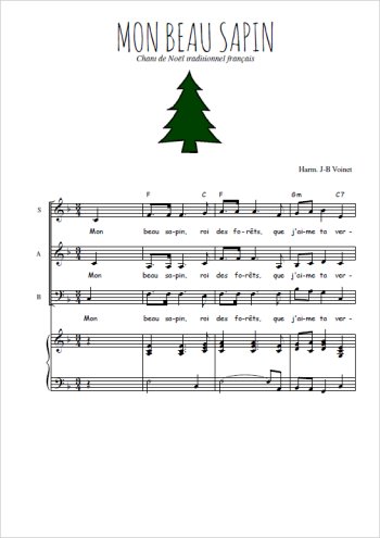 Téléchargez l'arrangement de la partition de Mon beau sapin en PDF à trois voix