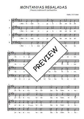 Téléchargez l'arrangement de la partition de Montanyas regaladas en PDF à quatre voix SATB