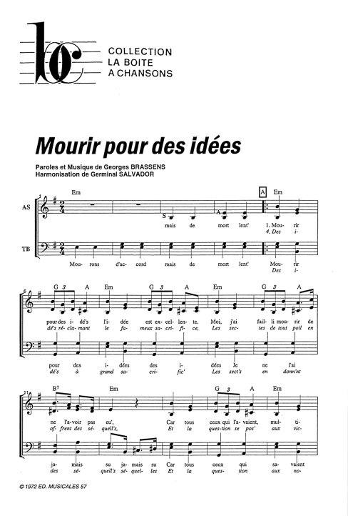 Mourir pour des idées, La boîte à chansons