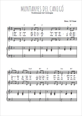 Téléchargez l'arrangement de la partition de Muntanyes del Canigó en PDF pour deux voix égales et piano