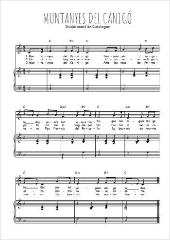 Téléchargez l'arrangement de la partition de espagne-muntanyes-del-canigo en PDF pour Chant et piano