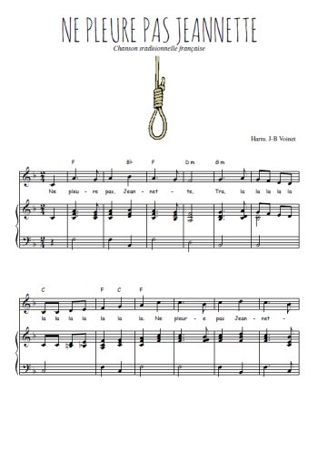 Téléchargez l'arrangement de la partition de Traditionnel-Ne-pleure-pas-Jeannette en PDF pour Chant et piano