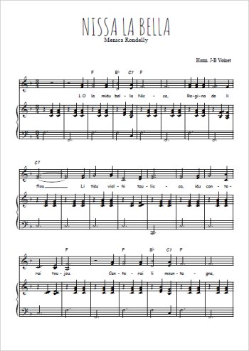 Téléchargez l'arrangement de la partition de Nissa la Bella en PDF pour deux voix égales et piano
