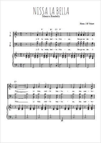 Téléchargez l'arrangement de la partition de Nissa la Bella en PDF pour 4 voix mixtes et piano